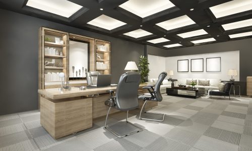 3d rendering luxury business meeting and working room in executive office